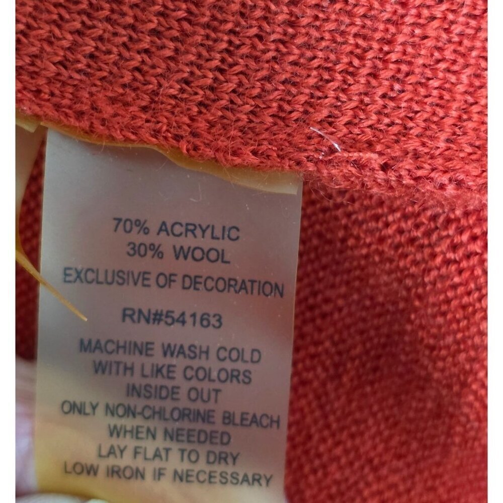 Calvin Klein Red Wool Knit Cardigan Wrap Sweater Women Sz S Decorative Gold Btns - Picture 9 of 13